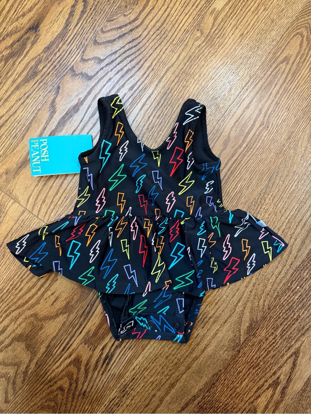 POSH PEANUT Colorful Swimsuit w/ Lightening Bolts — Baby 0-3 Months — NWT
